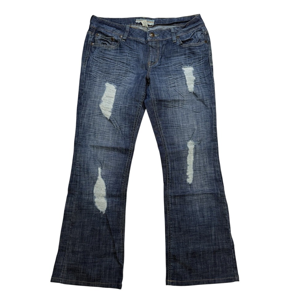 Astrologie Distressed Flare Jeans Dark‎ Wash Low Rise Ripped Denim Size 11